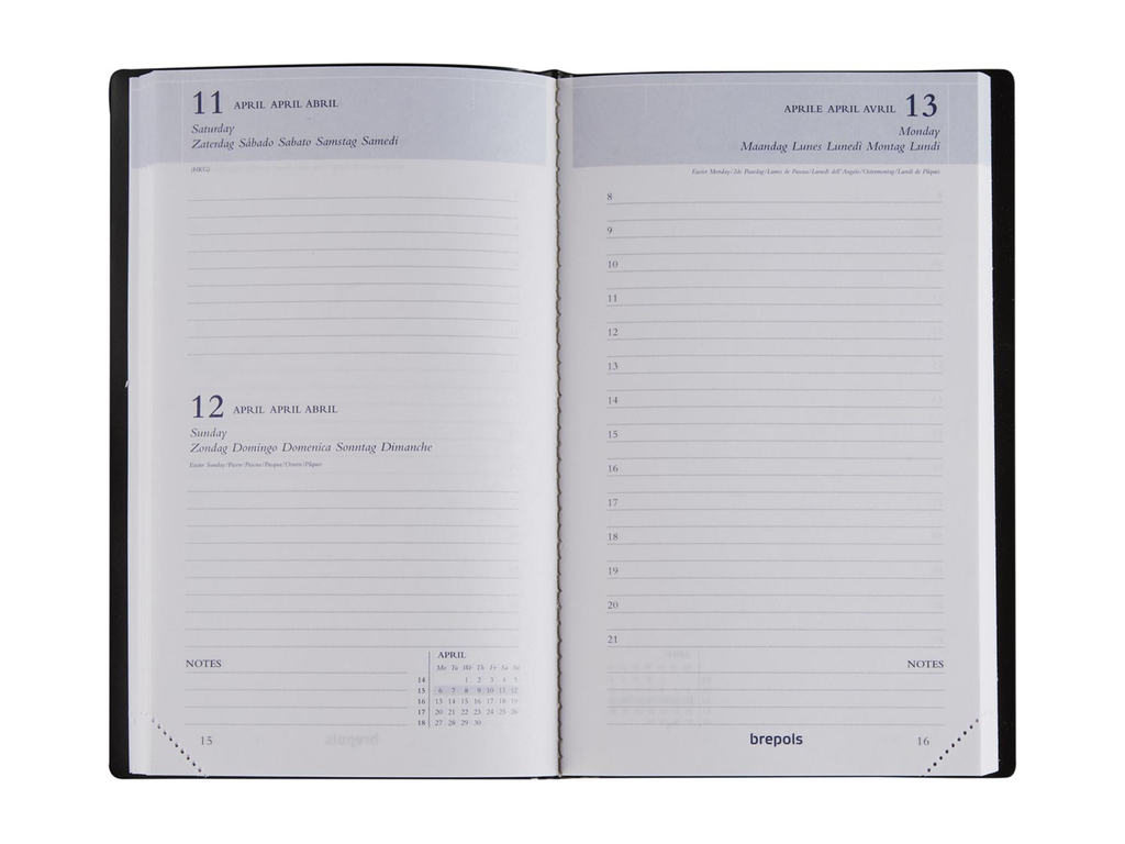 Agenda Brepols Breform Seta 100x165mm zestalig zwart 2027 1 dag/pagina