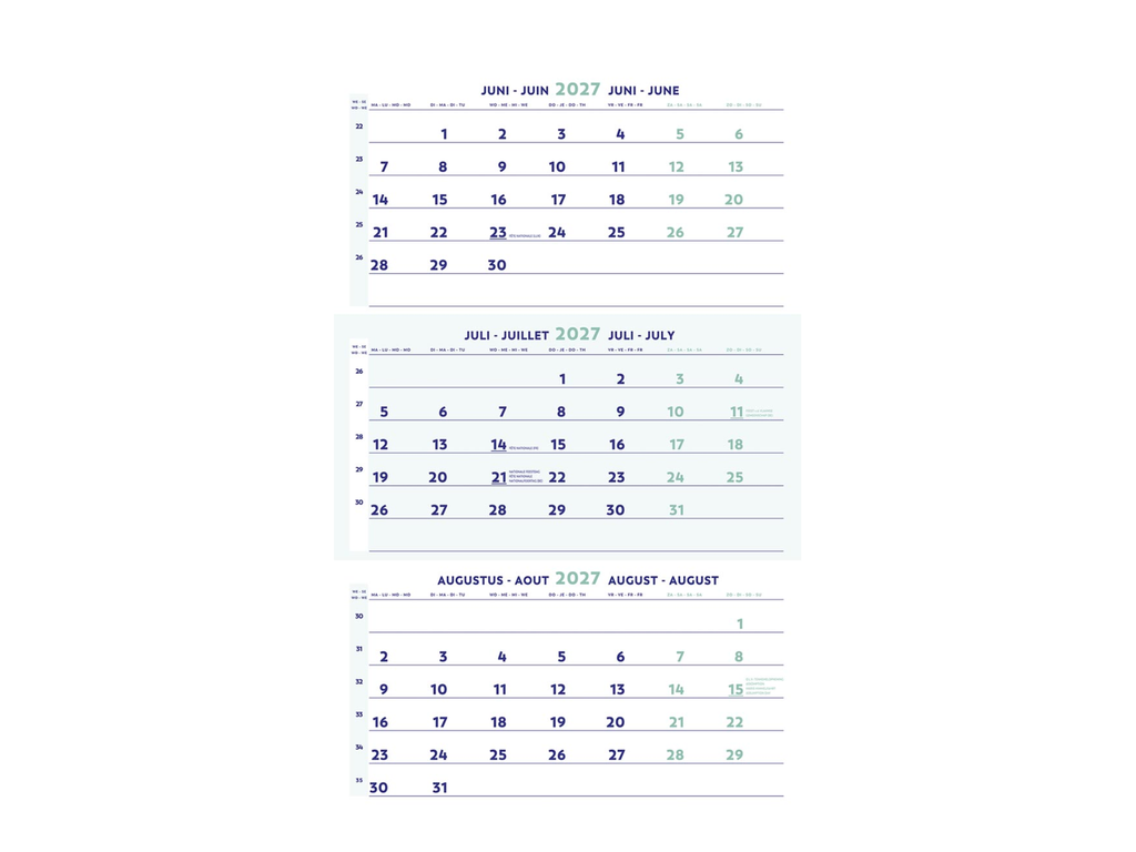 Driemaandskalender Brepols 2027