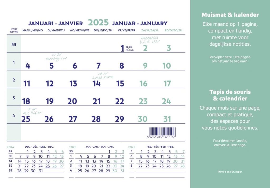 Muismatkalender Brepols 230x180mm 2025