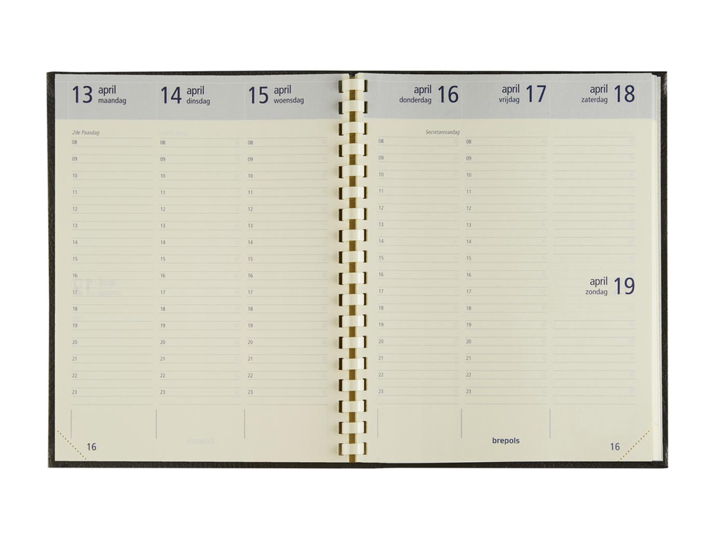 Agenda Brepols Optivision Large Palermo 168x220mm Nederlandstalig zwart 2027 1 week/2 pagina's