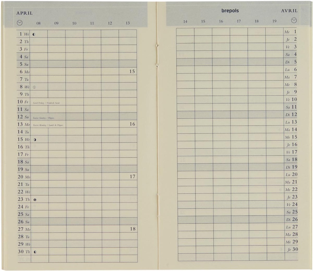 Vulling Brepols voor zakagenda Plan-O-Rama Genova 92x158mm tweetalig 2025 1 maand/2 pagina's