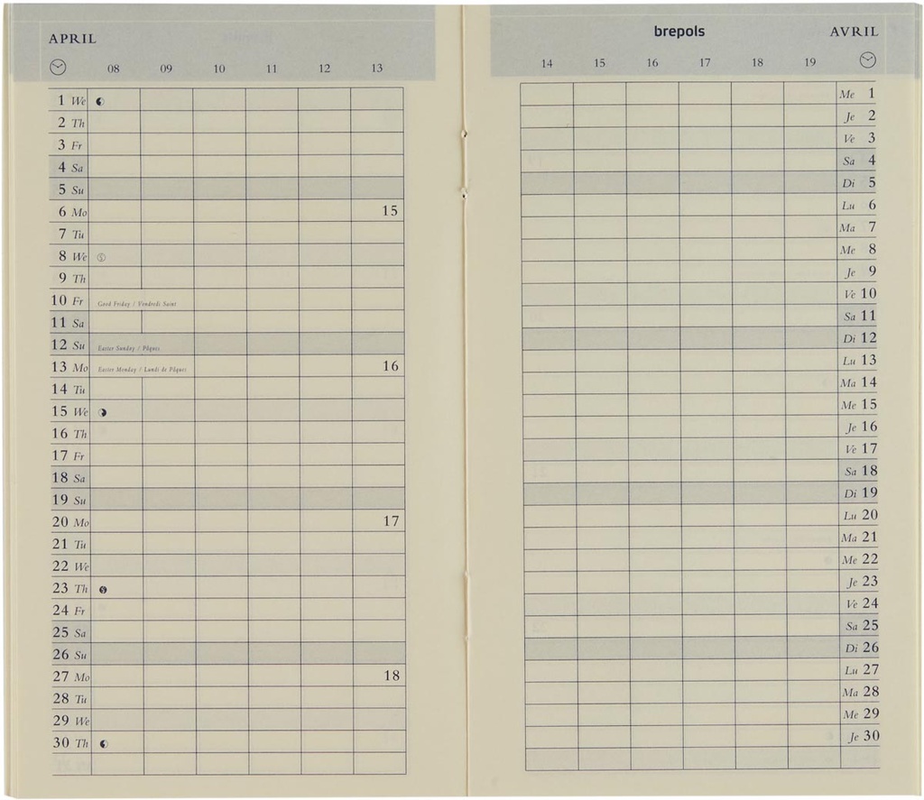 Vulling Brepols voor zakagenda Plan-O-Rama Genova 92x158mm tweetalig 2026 1 maand/2 pagina's
