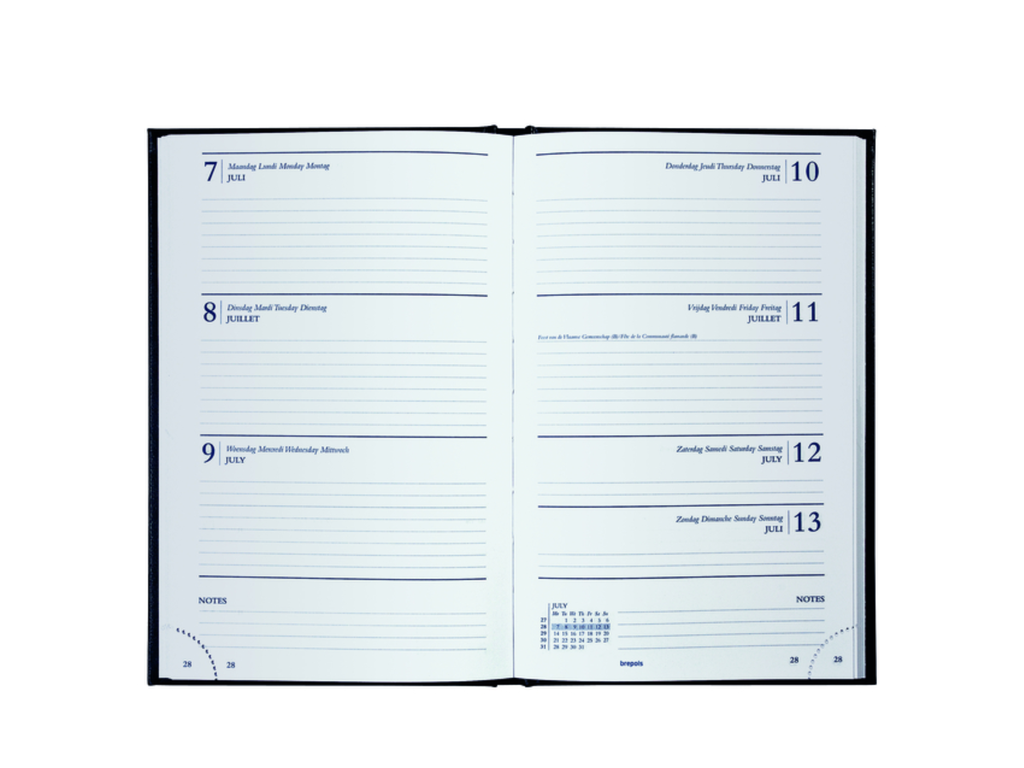 Agenda Brepols Saturnus Lima 133x210mm Nederlandstalig zwart 2027 1 week/2 pagina's
