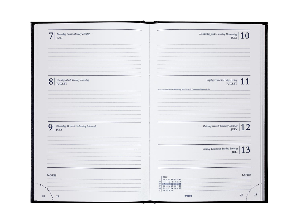 Agenda Brepols Saturnus Lima 133x210mm Nederlandstalig zwart 2027 1 week/2 pagina's