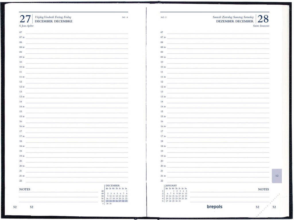 Agenda Brepols Saturnus Lima Luxe 133x208mm viertalig blauw 2025 1 dag/pagina