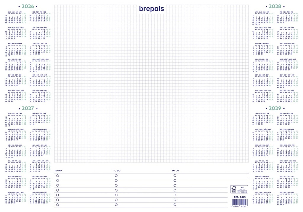 Bureauonderlegger Brepols 500x350mm 2026
