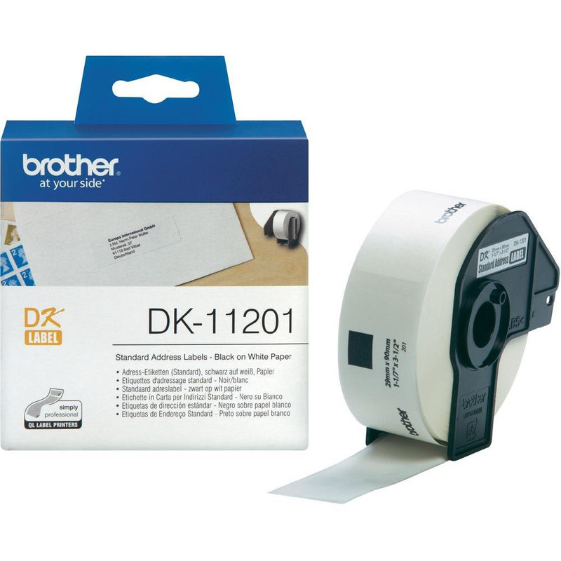 Label Brother DK-11201 29x90mm papier zwart op wit (400)