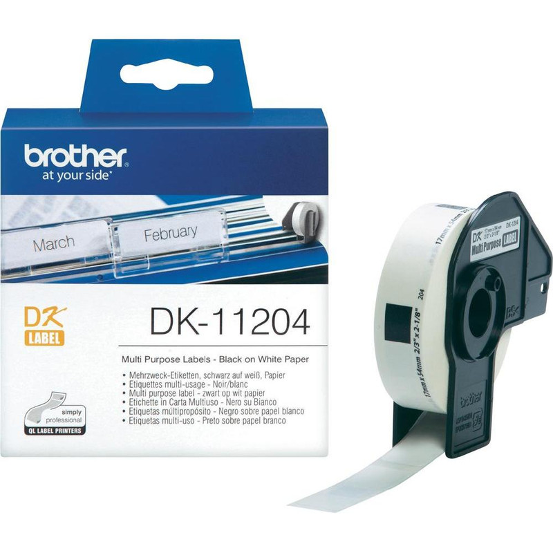 Label Brother DK-11204 17x54mm papier zwart op wit (400)