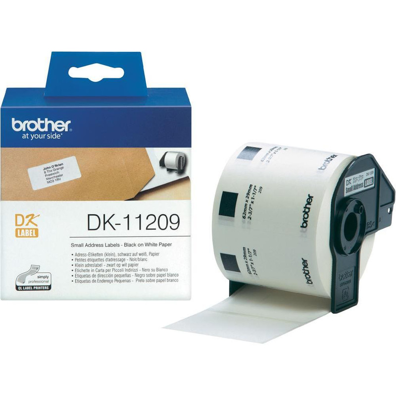 Label Brother DK-11209 29x62mm papier zwart op wit (800)