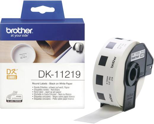 Label Brother DK-11219 Ø12mm papier zwart op wit (1.200)