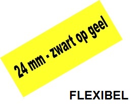 Tape Brother P-Touch TZE-FX651 24mm zwart op geel flexibel