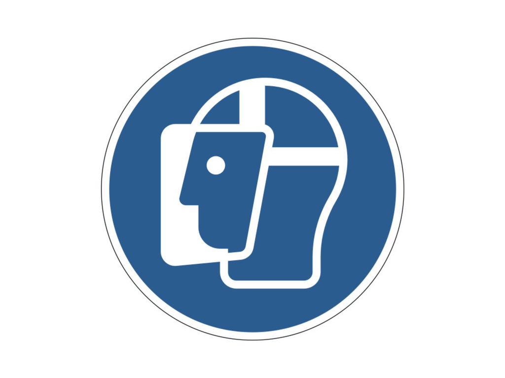 Vloermarkering Durable sticker Ø430mm "gelaatscherm verplicht" verwijderbaar blauw