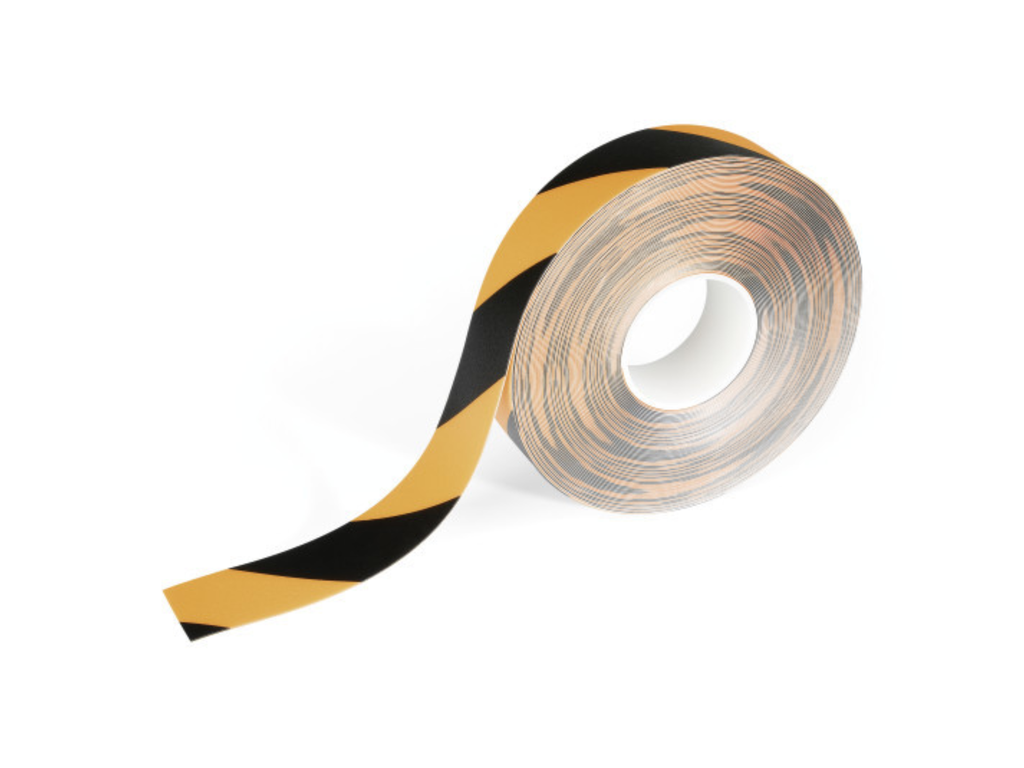 Vloermarkering Durable Duraline sticker 50mmx15m verwijderbaar geel/zwart