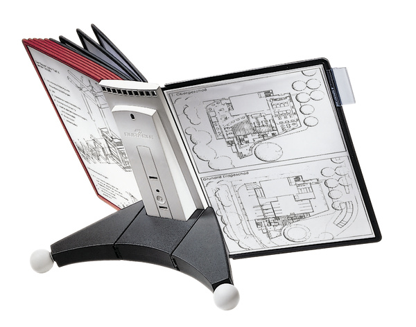 Zichtpanelensysteem Durable Sherpa 10 tafelmodel inclusief 10 zichtpanelen zwart/rood (D563200)