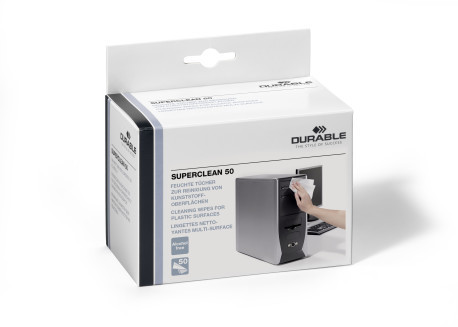 Reinigingsdoekjes Durable Superclean 50 voor kunststof oppervlakken wit (50)
