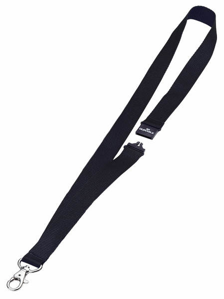 Textielkoord Durable 20 voor badges 44cm met karabijnhaak en veiligheidssluiting zwart (10)