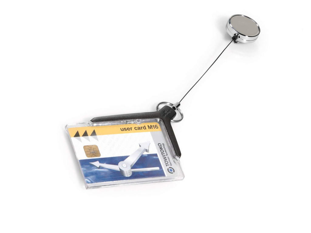 Kaarthouder De LUXE met chrome afrolmechanisme voor 1 kaart Durable houtskool (10)