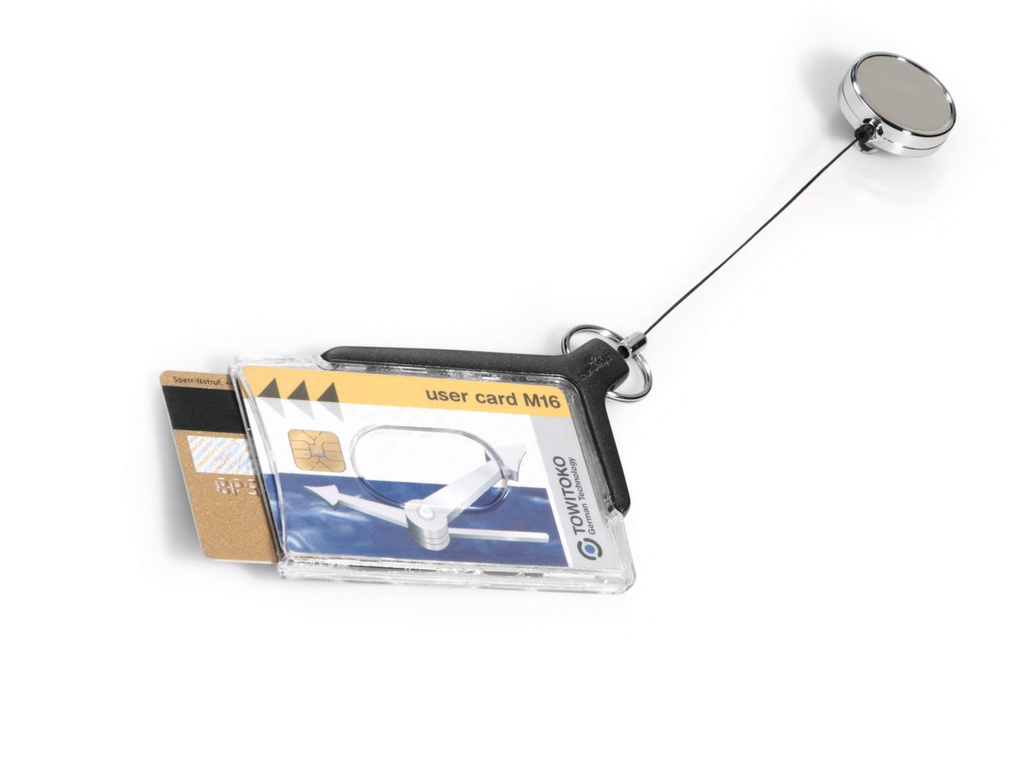 Kaarthouder DE LUXE met chrome afrolmechanisme voor 2 kaarten Durable houtskool (10)
