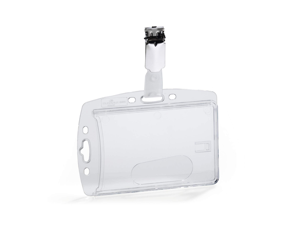 Kaarthouder GESLOTEN met klem voor 1 kaartje Durable transparant zakje van 25