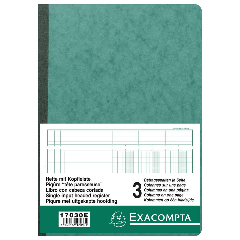 Register met uitgesneden hoofd 29,7x21cm 3 kolommen / pag 34 lijnen