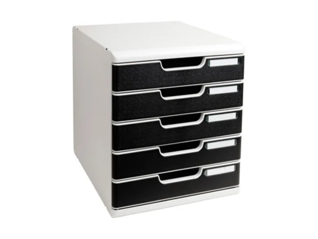 Ladenblok Exacompta Modulo Black Office PS A4 maxi 5 gesloten laden grijs/zwart