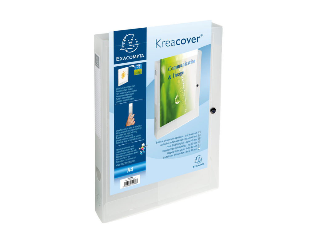 Klasseerdoos met drukknop Exacompta Kreacover Chromaline PP A4 40mm transparant