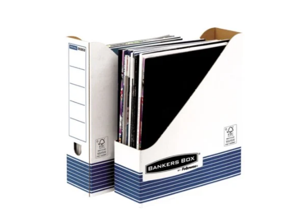 Tijdschriftencassette Fellowes Bankers Box System 316x81x263mm blauw/wit