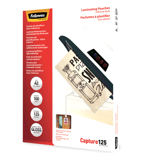Lamineerhoes Fellowes Special A3 2x125µ zelfklevende achterkant (100)