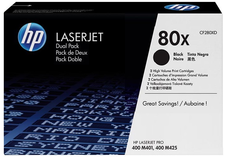 Toner HP Mono Laser 80X DUO LaserJet Pro 400 M401a 2x6.900 pag. BK