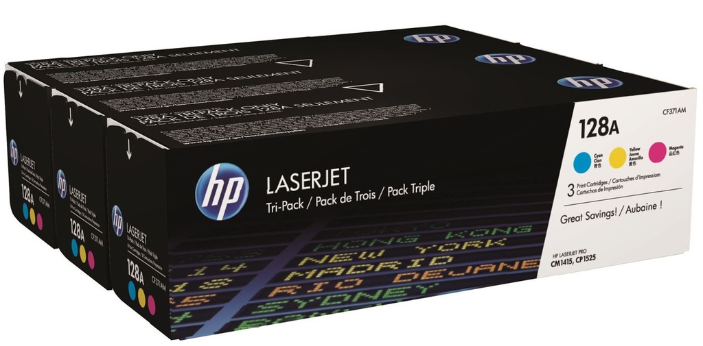 Toner HP Color Laser 128A Color LaserJet Pro CP1525n 3x1.300 pag. RAINBOWPACK C/M/Y