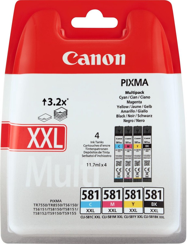 Cartridge Canon Inkjet CLI-581XXL PIXMA TR7550 VALUE PACK BK/C/M/Y