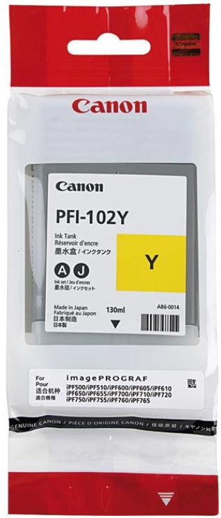 Cartridge Canon Inkjet PFI-102 imagePROGRAF iPF500 130ml YEL