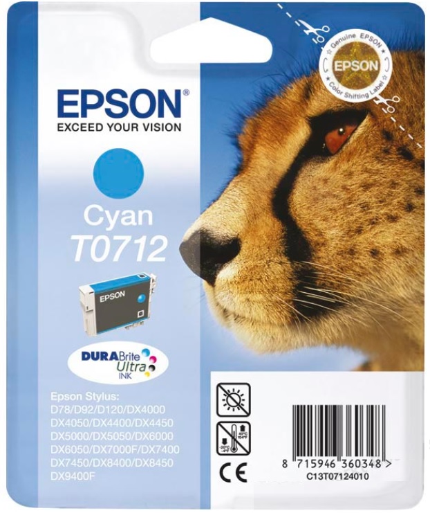 Cartridge Epson Inkjet T0712 Stylus D120 495 pag. CY