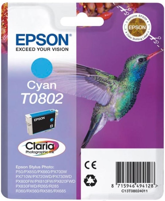 Cartridge Epson Inkjet T0802 Stylus Photo P50 935 pag. CY