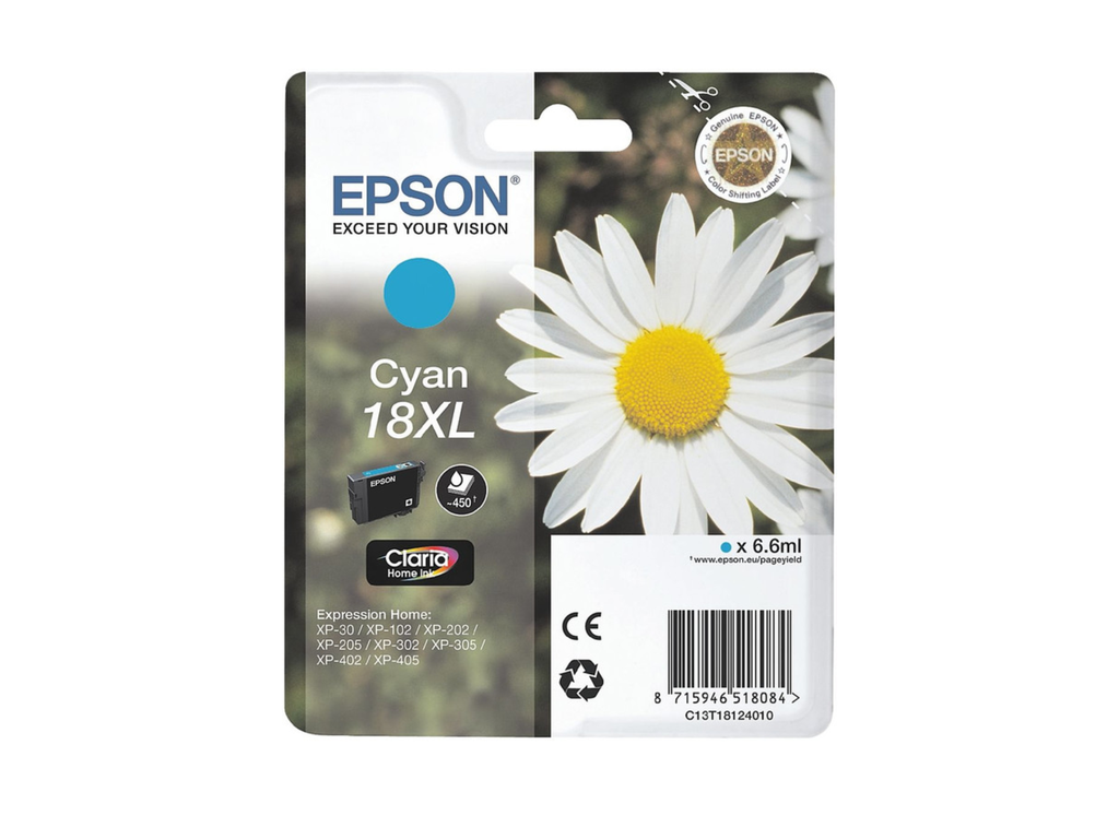 Cartridge Epson Inkjet 18XL Expression Home XP-102 6,6ml CY