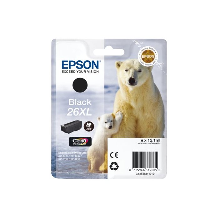 Cartridge Epson Inkjet 26XL Expression Premium XP-510 500 pag. BK