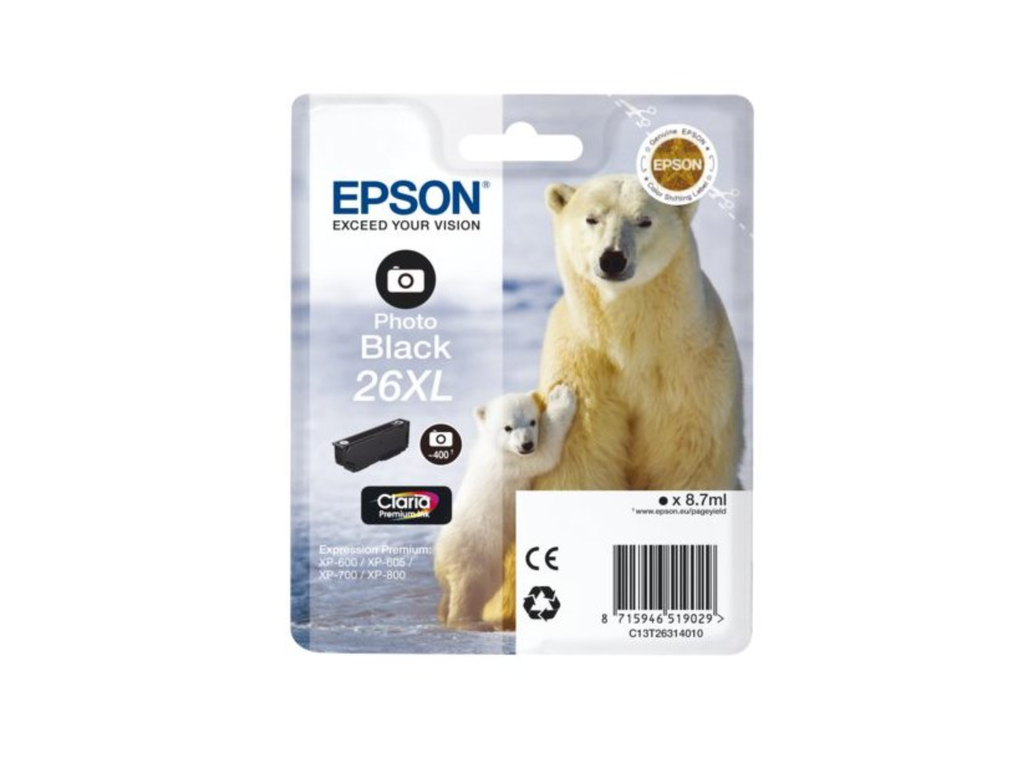 Cartridge Epson Inkjet 26XL Expression Premium XP-510 400 pag. PHOTO BK