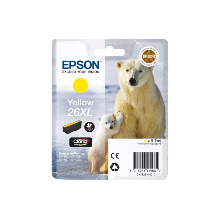 Cartridge Epson Inkjet 26XL Expression Premium XP-510 700 pag. YEL