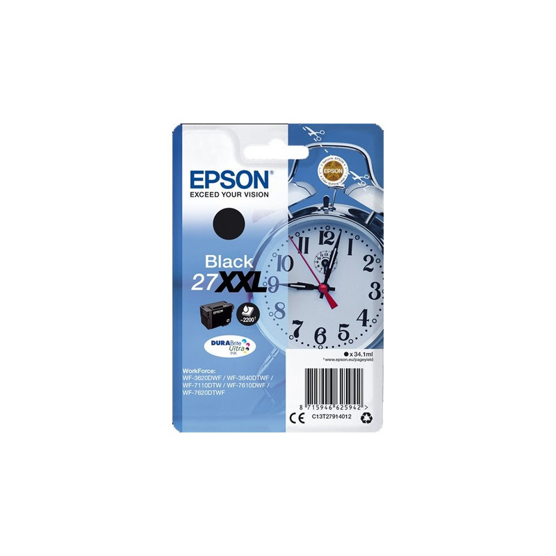 Cartridge Epson Inkjet 27XXL WorkForce WF-3620DWF 2.200 pag. BK