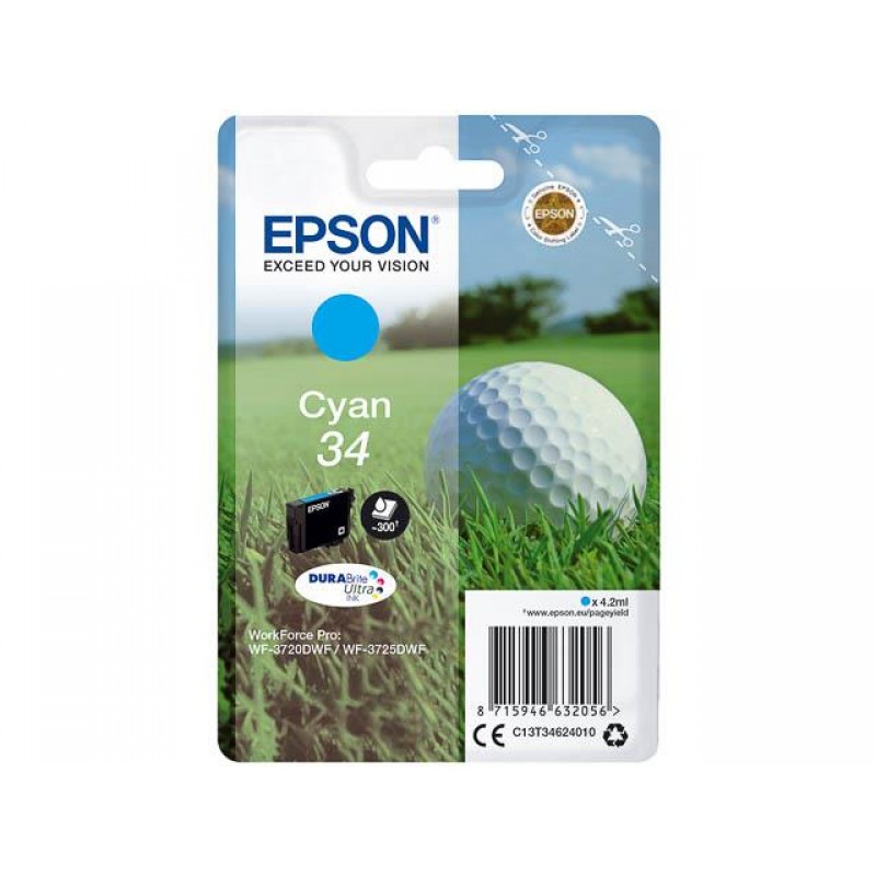 Cartridge Epson Inkjet 34 WorkForce Pro WF-3720 300 pag. CY