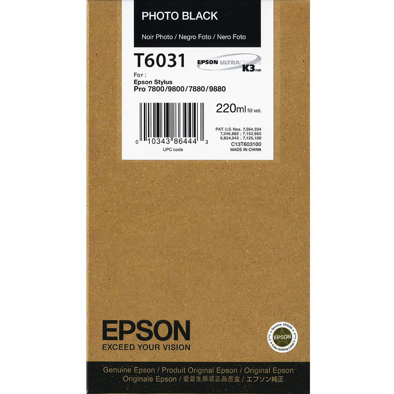 Cartridge Epson Inkjet T6031 Stylus Pro 7800 220ml PHOTO BK