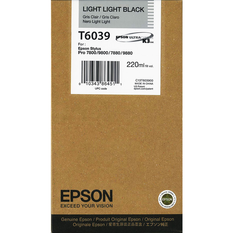 Cartridge Epson Inkjet T6039 Stylus Pro 7800 220ml LIGHT LIGHT BK