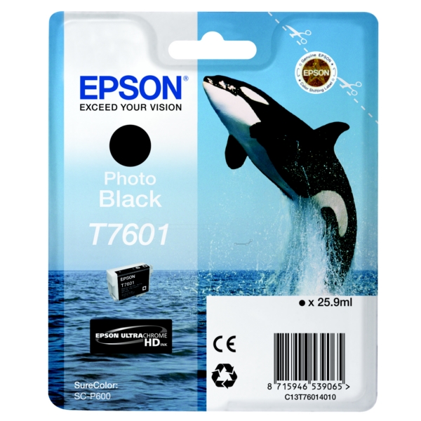 Cartridge Epson Inkjet T7601 SureColor P600 25,9ml PHOTO BK