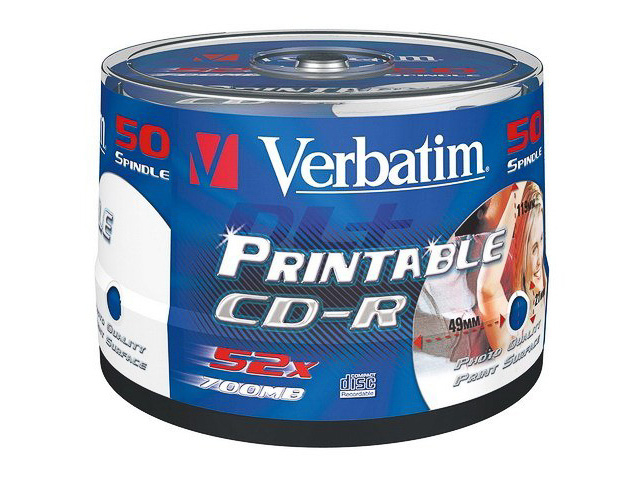 CD-R Verbatim 700MB 80min 52x spindel wide printable (50)