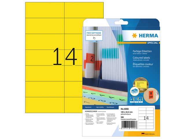 Etiketten Herma 14 etik/bl 105x42,3mm geel (20)