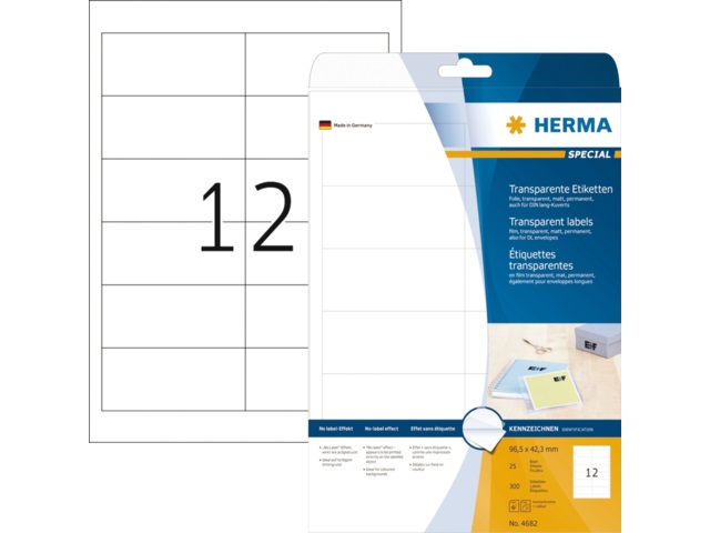 Etiket Herma superprint 12etik/bl 96.5x42.3 trans