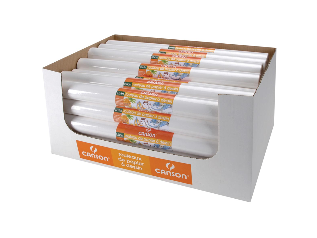 Tekenpapier Canson 50cmx5m 90gr op rol wit