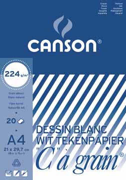 Tekenblok Canson "C" à grain 21x29,7cm 224gr wit 20 vel