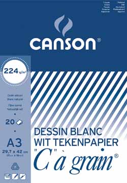 Tekenblok Canson "C" à grain 29,7x42cm 224gr wit 20 vel