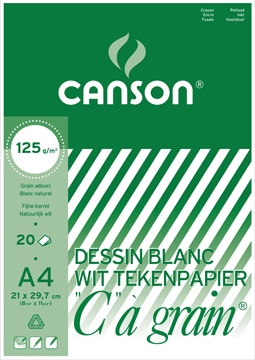 Tekenblok Canson "C" à grain 21x29,7cm 125gr wit 20 vel